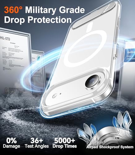 Image of Designed for iPhone Air Case, [Built-in Invisible Kickstand][Compatible with MagSafe][Military Grade Shockproof] Slim Thin Phone Case 6.5 inch (Clear)