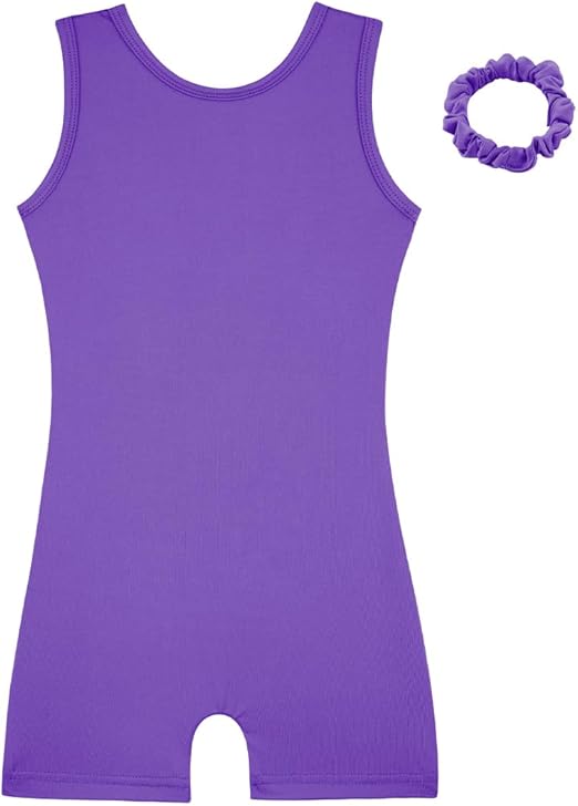 HOZIY Gymnastics Leotards for Girls with Shorts Biketards Dance Tumbling Outfits Matching Scrunchies 1-12 Years Old