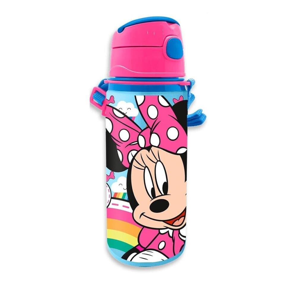 Kids Licensing - Botella de Agua Niños y Niñas - Cantimplora de Aluminio con Asa y Cierre de Clic, Libre de BPA y Toxinas, 600 ml, Diseños Infantiles
