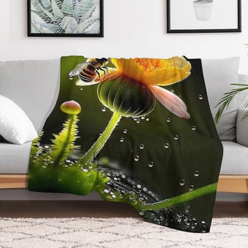 Couverture chaude flanelle abeille pour éliminer la fraîcheur des nuits sur le lit