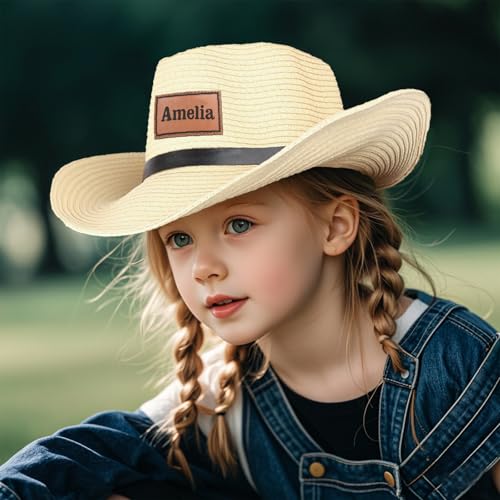 Custom Toddler Cowboy Hat Straw, Personalized Western Hat for Kids, Beach Cowboy Hats, Straw Cowgirl Hat for Girls Boys2