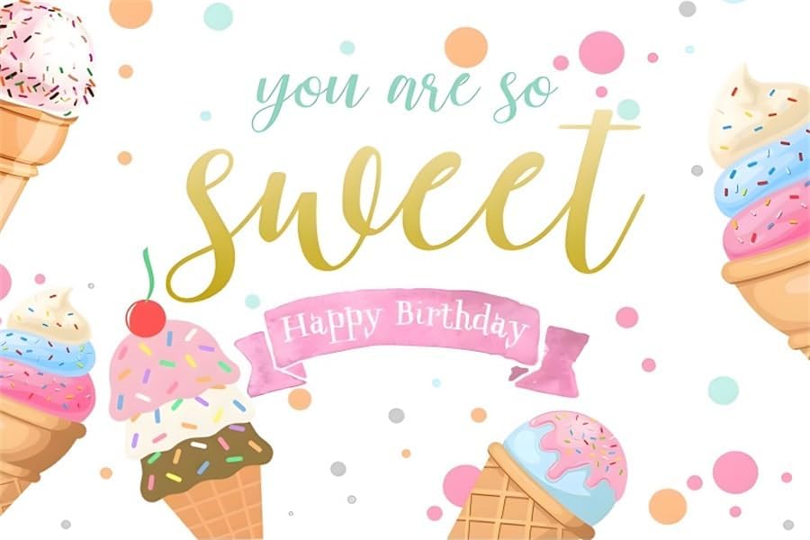 Sweet Ice Cream Birthday Backdrop 6x4ft Fabric Summer Ice Cream Party Background Decorations for Girls,Sweet One Birthday Backdrop - Image 4