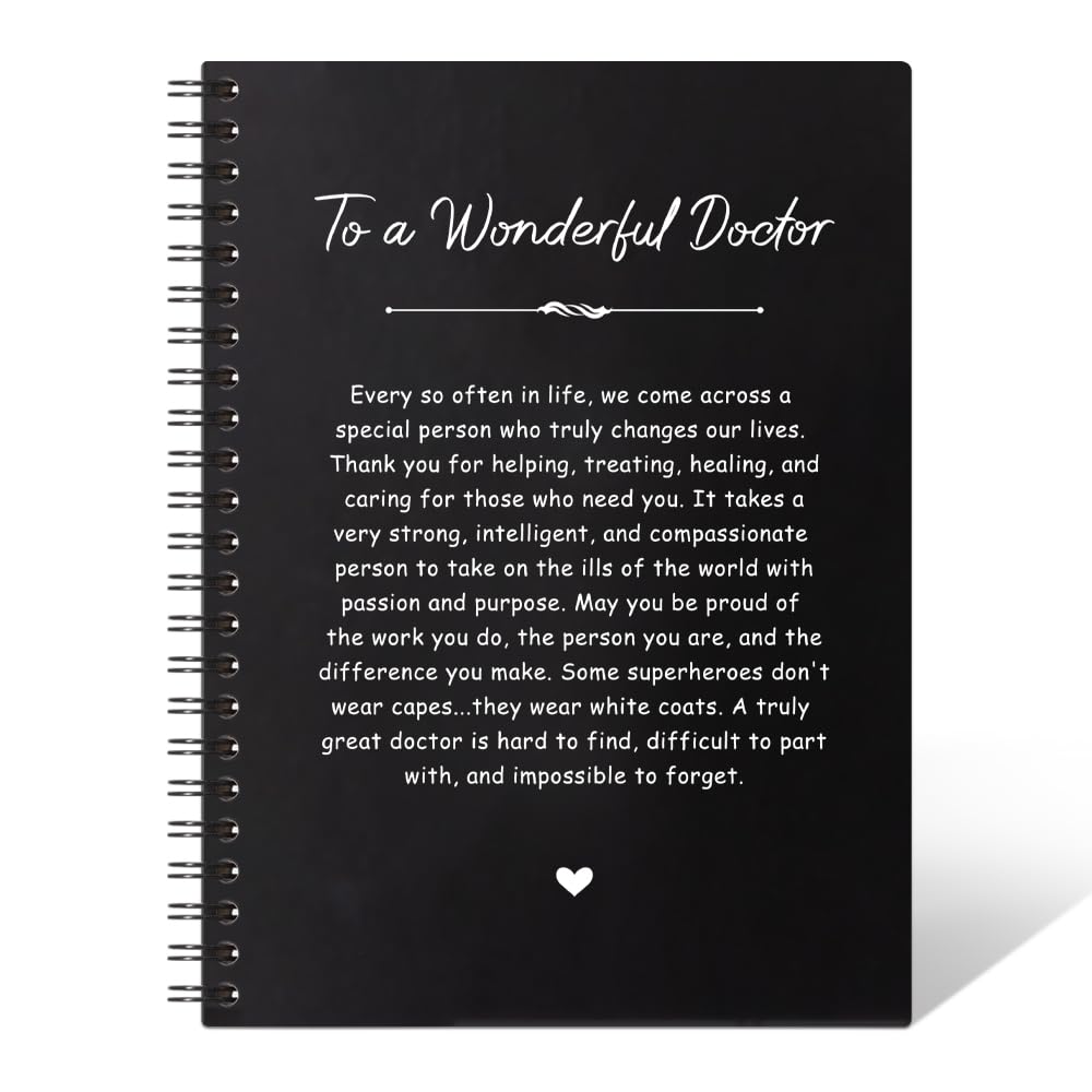 THEBESTU To A Wonderful Doctor 160 Pages Hardcover Blank Spiral Notebook, Funny Thank You Gifts for Medical Doctor Coworkers, Appreciation Doctor
