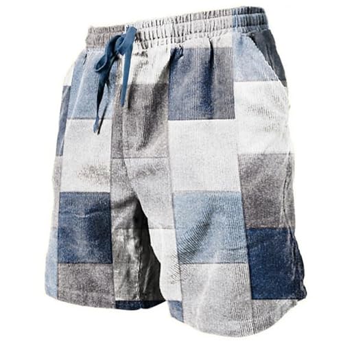 Pantalones cortos de verano para hombre, pantalones cortos casuales con bolsillo, cintura elástica, patrón geométrico, transpirable, suave, corto, casual, diario, vacaciones, moda, ropa de calle para