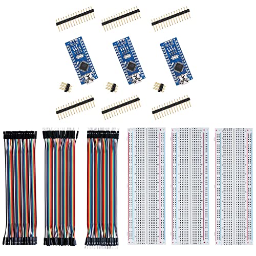 ELEGOO Nano Board CH 340/ATmega+328P & 120pcs Dupont Wire & 3pcs Breadboard 830 Point