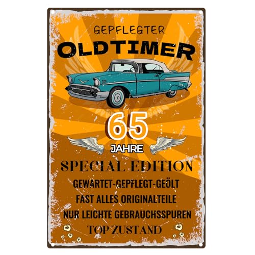 Blechschild 65 Schild Geburtstag SCHILD 65 JAHRE KLASSIKER Geschenke für den 65 Geburtstag Mann Lustiges Geburtstagsschild 65 Geschenkidee zum 65. Jahrestag - Vintage Metallschild 20x30 cm