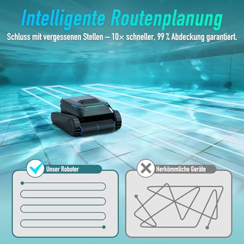 Image of PC10 Pool Robot, Battery Wireless, Pool Robot Floor and Wall, Waterline, Intelligent Navigation, 120 Minutes Running Time, Wall Climbing, Pool Cleaner for Pools up to 170 ㎡ | PC10 Wireless Pool Robot 18927 LPH, Intelligent Navigation, Wall Climbing, Pool Cleaner for Pools up to 170 ㎡