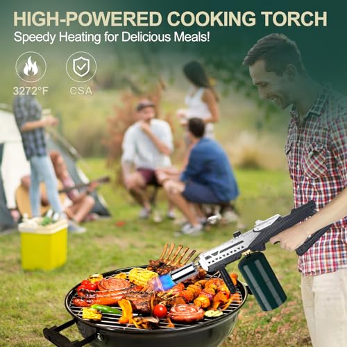 Image of Semlos Propane Torch Head, Powerful Flame Thrower Gun, Adjustable Charcoal Lighter, Searing Torch for BBQ, Camping, Welding (Propane Tank Not Included)