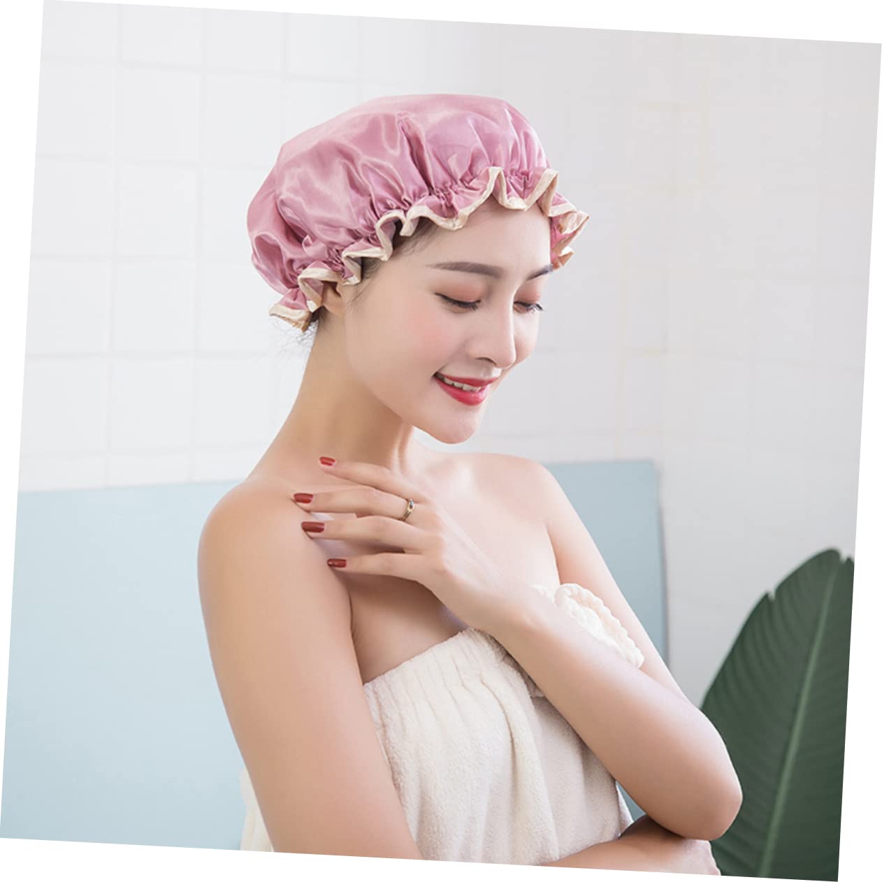 FRCOLOR 12stücke Teiliges Wasserdichte Duschhauben Aus Doppellagigem Material Zum Schutz Der Haare Beim Baden Für Beauty-salons Und Zuhause Champagner Und Mauve Erhältlich