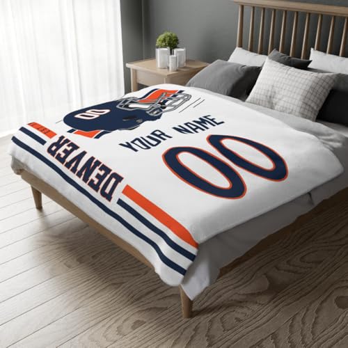 Image of Denver Throw Blanket Custom Name and Number Personalized Gifts for Men and Women