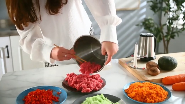 Hachoir électrique 600 W Mini robot de cuisine avec 4 lames et 2 L bol en acier inoxydable, mélangeur de cuisine 2 vitesses pour fruits légumes viande épices