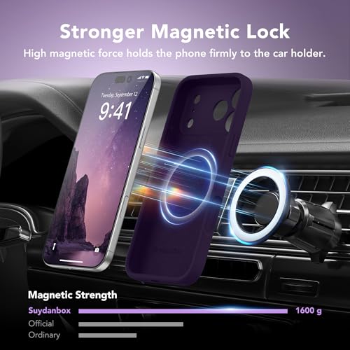 Image of Magnetic for iPhone 17 Pro Max Case, Compatible with MagSafe, [Full Camera Protection][Screen Protector] Silicone Shockproof Protective Phone Case for iPhone 17 Pro Max 6.9 inch, Deep Purple