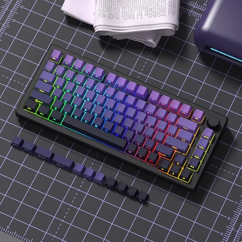 Womier Double Shot PBT Keycaps Set, Shine Through 60% 75%, Cherry Profile, Gradient Purple, Side Printed for Mechanical Gaming Keyboards (136 Keys) - Image 5