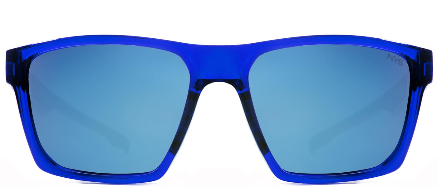 NYS Collection Premium Polarized Sporty Sunglasses - Lightweight Durable UV400 Protection Square Frame for Men & Women (Blue)