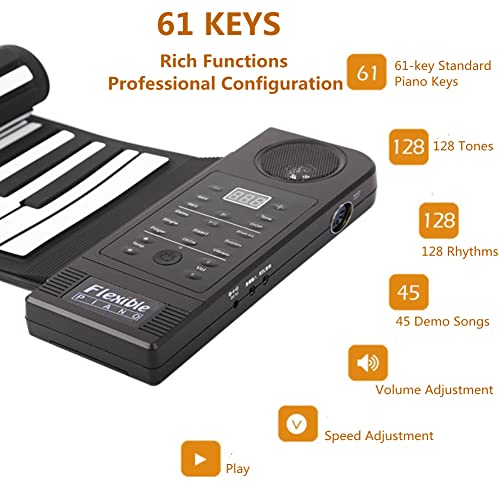 Denash Clavier Piano Pliable 61 Touches, Roll-up Soft Silicone Piano électronique Flexible Clavier de Musique numérique… - Les Beatles, Paul McCartney, John Lennon, RIngo Starr, George Harrison Denash Clavier Piano Pliable 61 Touches, Roll-up Soft Silicone Piano électronique Flexible Clavier de Musique numérique… – Image 6