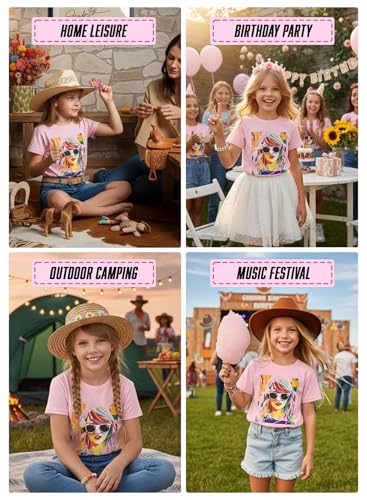 Image of Girl Country Music T-Shirt - Kids Singer Letters Graphic Birthday Shirts Gifts Fan Song Tour Concert Outfit Top