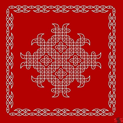 Image of S2S Fabric Backdrop Cloth for Pooja Decoration Traditional, Background Decoration Cloth for Pooja Background Curtain Cloth for Festival Fabric 5 Feet Height & 5 Feet Width (MARUN MUGGU 5X5)