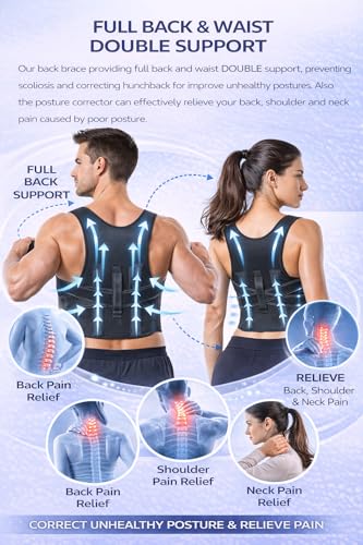 Image of ANTIL'S Posture Corrector Back Support Belt for Men & Women | Adjustable Back Straightener for Spine Alignment | Shoulder & Clavicle Support Brace | Universal Size Metallic Posture Corrector Belt