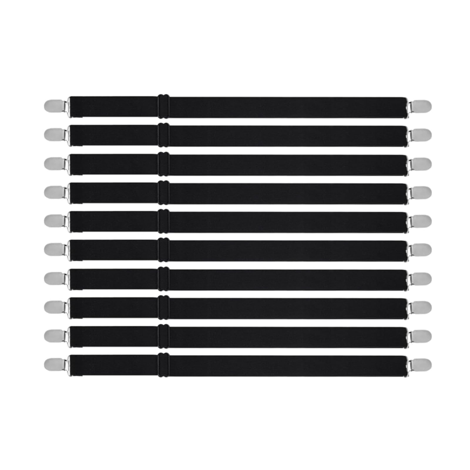 10Pcs Tension Strap Adjustable Metal Bed Sheet Fixer Elastic Beds Sheet Strips Fastener Elastic Bed Grippers Belt Fastener