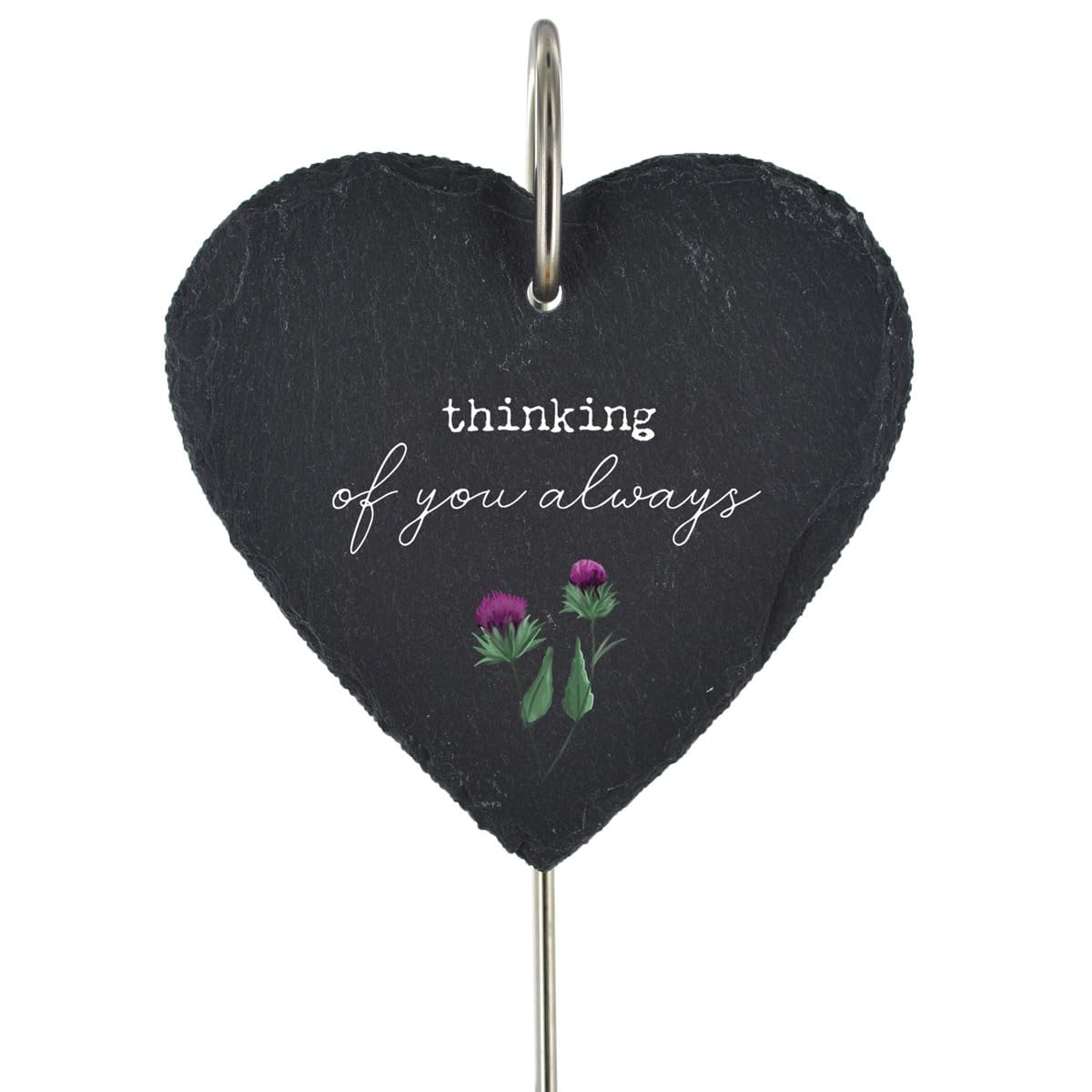 Global Designs Multi Thistle Grave Stick Marker Plaque Ornament Slate Heart Flowers Memorial Sentimental Tribute Graveside Decor 25X11cm