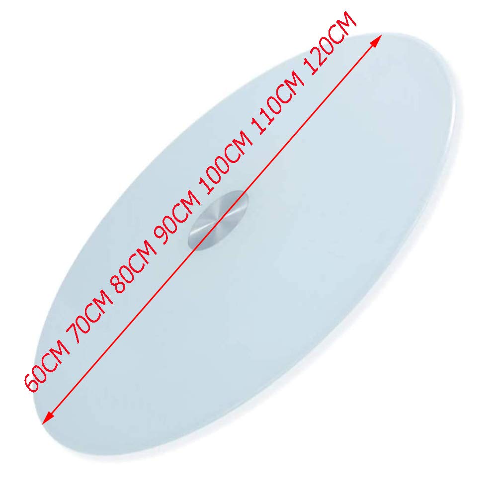 Plateau tournant en Verre trempé Table Ronde Lazy Susan Table de Salle à Manger Plateau de Service Plateau Rotatif Robuste 60-120 cm Grand Plateau d'affichage, Silencieux/Non incliné - Blanc