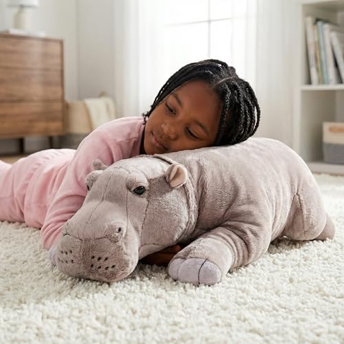 lilizzhoumax Nilpferd XXL Kuscheltier 46cm Weiches Nilpferd Plüschtier Kawaii gewichtetes Plüsch Stofftier Spielzeug Kissen Dekoration Weihnachten Geburtstagsgeschenk für Kinder Babys Mädchen Jungen