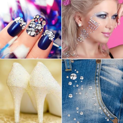 Image of Jollin Crystal Flatback Rhinestones Gems for Crafts 7.2mm SS34, Silver | Glue Fix, 288pcs Glass Rhinestones for Bedazzling, Clothes, Tumblers, Nail Art, Shoes, Bags, Caps & Accessories Decoration