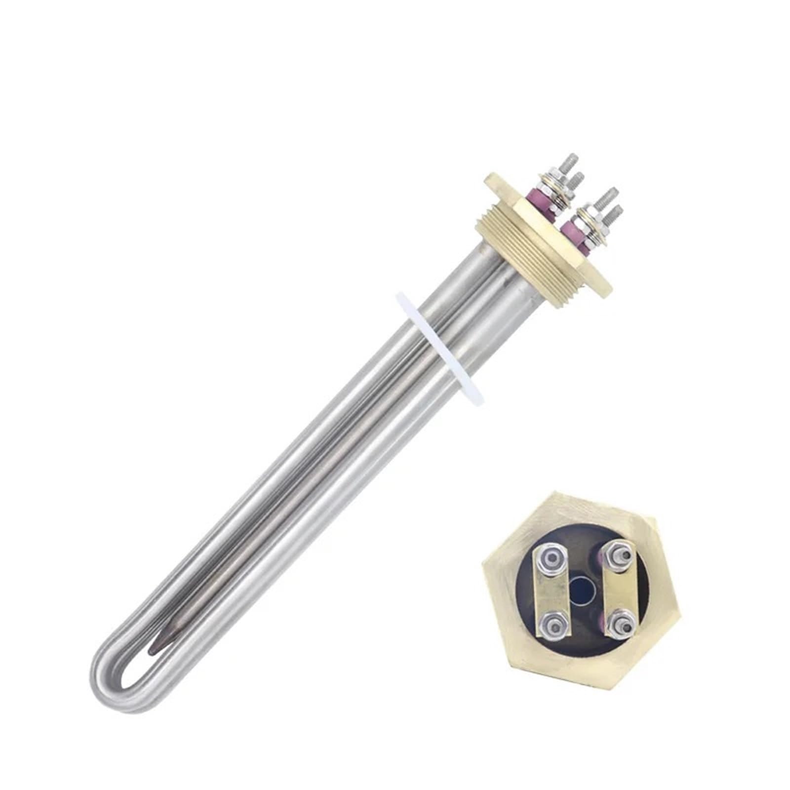 Elemento riscaldante 36V DC 1200W con scaldabagno a flangia in rame 1 1/4 "DN32 Tubo Termostato da 8mm pezzi (Dado del filo di riscaldamento)