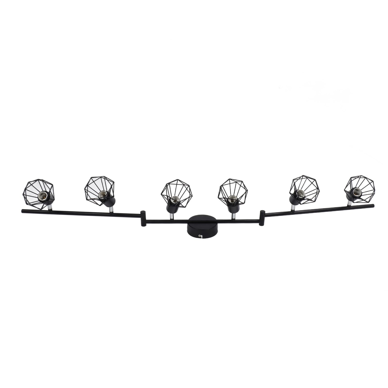 FTVOGUE Kit de Iluminación de Riel de Luz E14 de Metal Negro, 6 Focos de Techo Giratorios de 85 a 265 V, Cableados, 3 Brazos Plegables de 15,75 Pulgadas para Dormitorio, Cocina, Pasillo