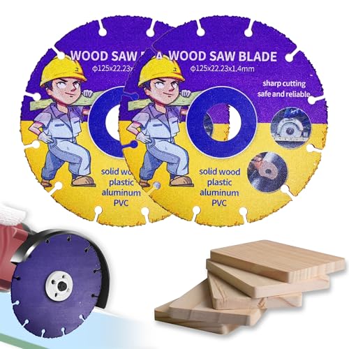 Kizaten 2Pcs Disque à Tronçonner,125 mm Disque à Tronçonner Carbide Multi Wheel,Disque a Tronconner Bois pour Meuleuse d'Angle Pour...