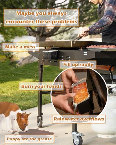 rear grease drainage system for blackstone grease catcher upgrade blackstone grease trap funnel with grease gate grease bucket wlid 12 pack foil bucket liners blackstone griddle accessories