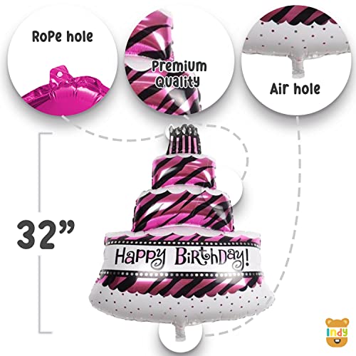 Image of ITAF Set of 35 Pcs Happy Birthday / Baby Welcome / 1st First Birthday Foil Balloons Theme Decoration Kit For Girls ,Boys ,Kids - 1 Happy Birthday Cake Foil Balloon , 2 Round Polka Dot Printed Foil Balloons, 2 Printed Happy Birthday Round Foil Balloons , 10 Rosegold , 10 White , 10 Black Metallic Balloons