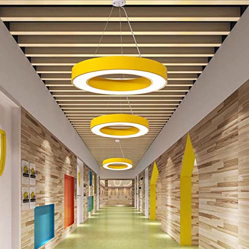 Nowoczesny żyrandol LED (40-80 cm), wydrążona, okrągła lampa wisząca z regulowaną wysokością, ciepłe światło 3000 K, do klasy, biura, sypialni, wytrzymała konstrukcja z aluminium i akrylu