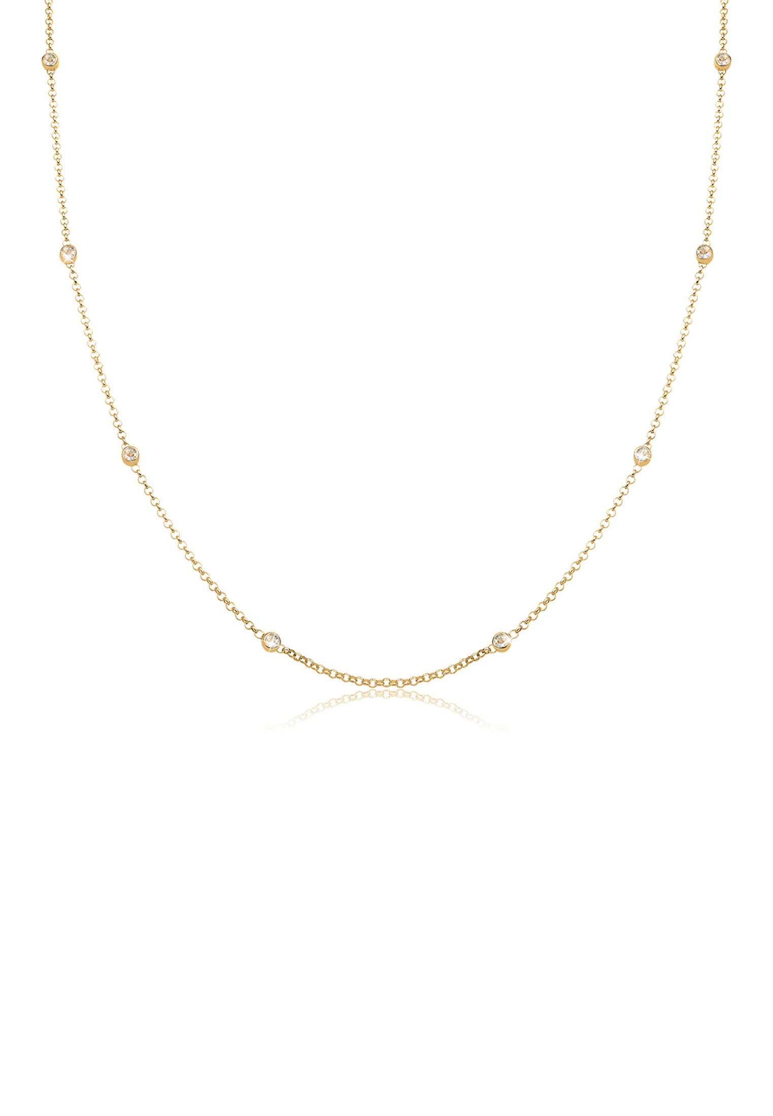 Elli Necklace Filigree with Crystals in 925 Sterling Silver Gold Plated