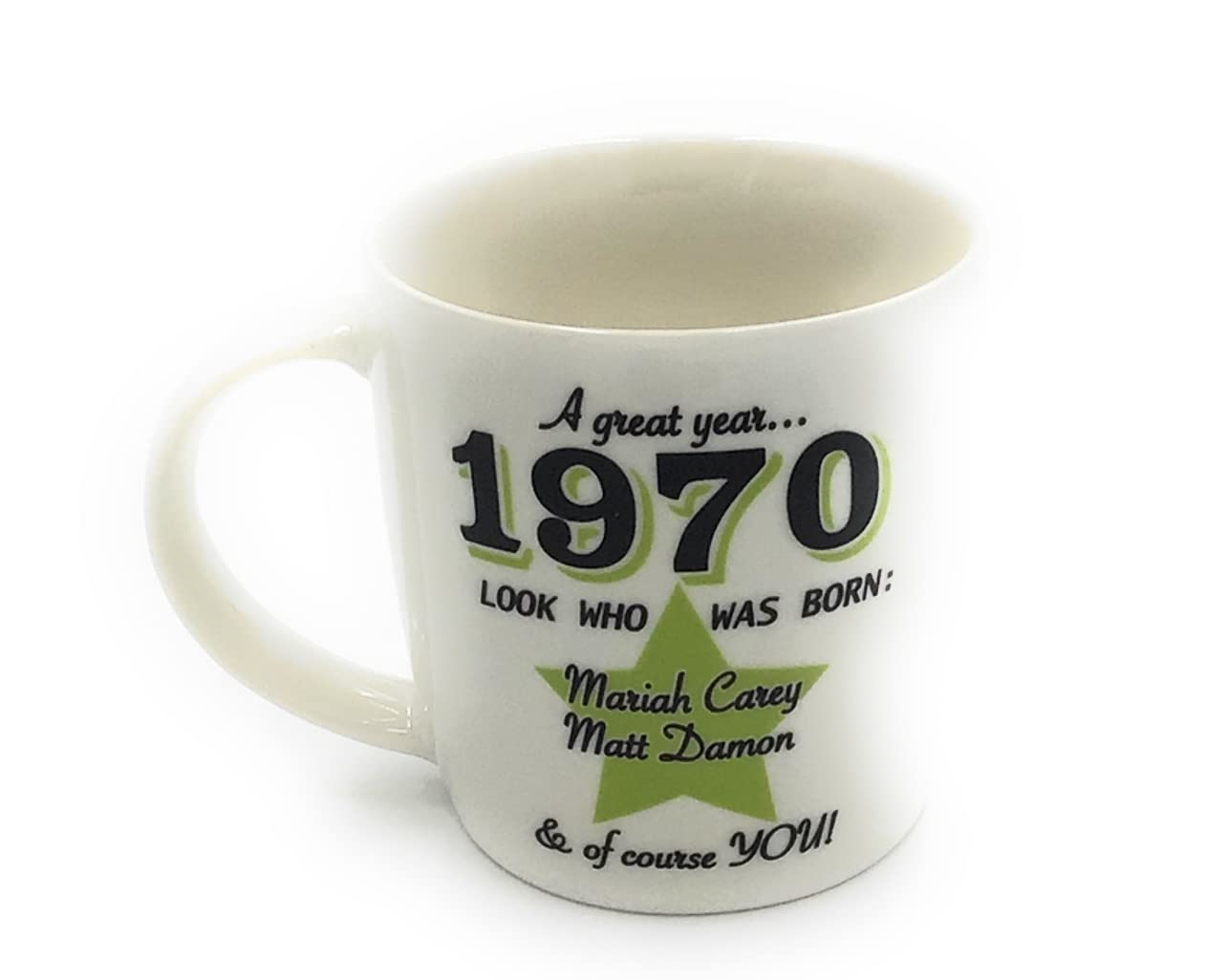 Royal County 1970 - A Great Year. A Year You were Born Mug with Two Celebrities That were Born in The Same Year. Gift, Present, Christmas, Birthday, Anniversary, Father's Day, Mother's Day
