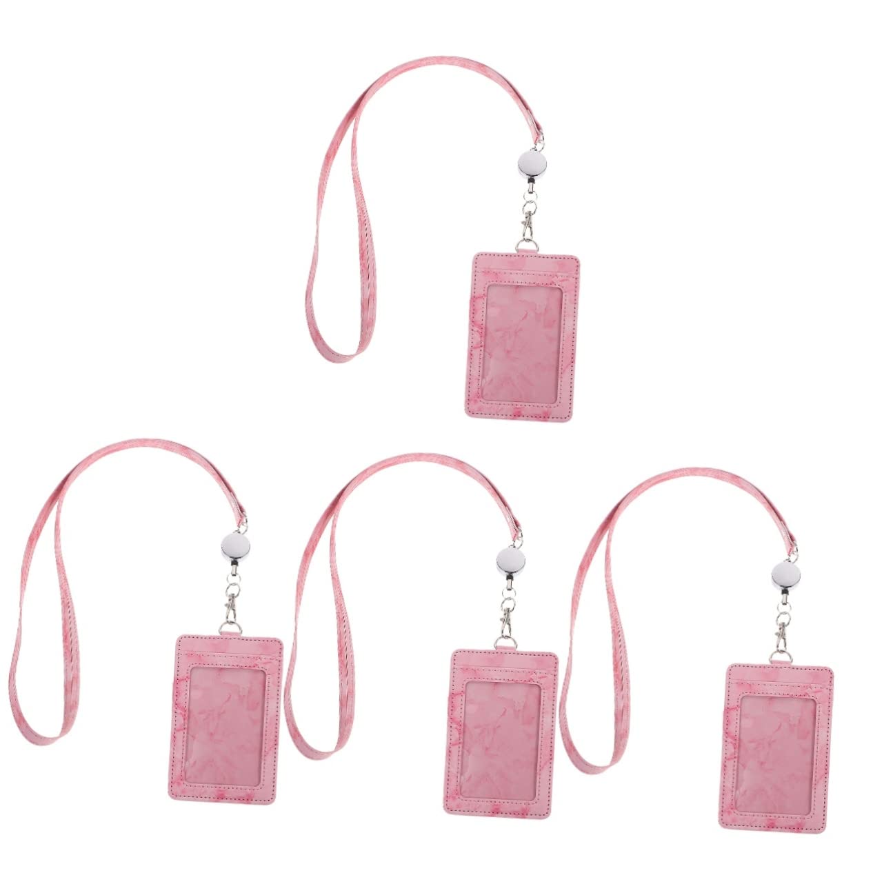 Ciieeo 4ensembles Porte-badge Rétractable Marbre Avec Lanière Support De Carte Id Transparent Pour Étudiants Et Professionnels Anti-rayures Pour Cartes De Crédit Et Identification