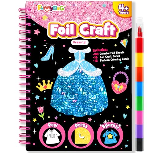 Image of FUNNYB&G Mess-Free Foil Art Craft for Girls Ages 4-10, Kids Birthday Gift