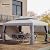Outsunny 10' x 13' Patio Gazebo, Outdoor Gazebo Canopy Shelter with Netting and Curtains, Aluminum Frame for Garden, Lawn, Backyard and Deck, Light Gray