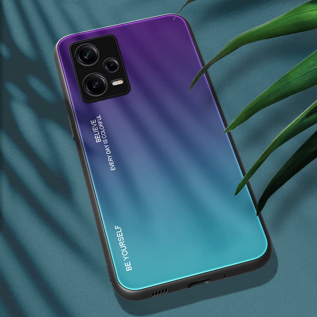 SEAHAI Cover Per Xiaomi Redmi Note 12 Pro 5G – Custodia Ultrasottile In Silicone TPU Con Retro In Vetro Temperato – Fantasia Stellare