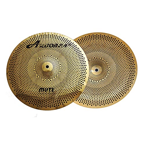 Mosico Low Volume Cymbal Pack Drum Cymbal Set 10"Splash 14'Hihats 16"Crash 18'Crash 20"Ride Cymbal 6Pcs Free Plus Cymbal Bag Golden Mute Cymbal Set Drum Practice Cymbal #TOP1