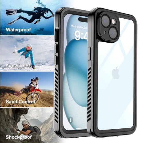 Supfine KKV01 For Iphone 15 Waterproof Case,[Built-In Screen Protector][Ip68 Underwater][15Ft Military Dropproof] Full Body Rugged Heavy Duty Shockproof Waterproof Phone Case-Black/Clear thumb #2