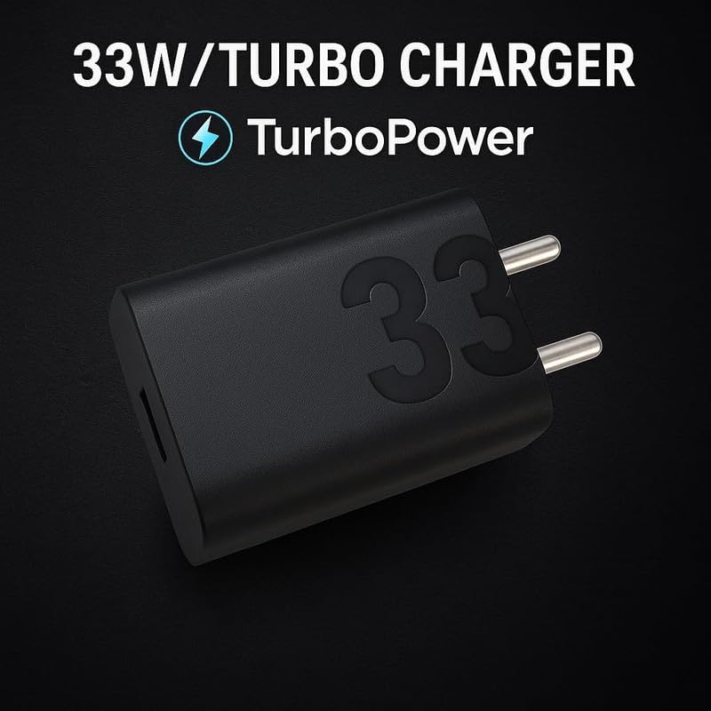 Image of 33W Fast Charger for Xiaomi Poco C85 Original QC Adapter Type C 3.0A High Speed Fast Turbo SuperVooc QC 3.0 Smart SinglePort with 1m Type-C Charging & Sync Cable (Black, VOOC, SE.A3)