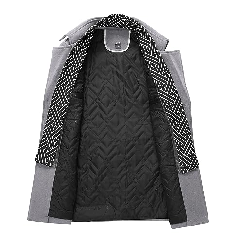 Image of INVACHI Men's Wool Blend Coat Warm Winter Trench Coat with Detachable Soft Scarf Single Breasted Pea Coat