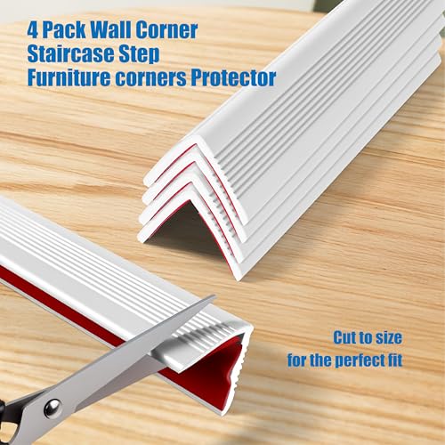 Image of Wall Corner Protectors 4 Pack,1.57x1.57x23.62x0.12 inch PVC Double Side Proof Corner Guards for Sharp Edges, Self-Adhesive Corner Protectors for Home, Kindergarten,Thickness-3mm(0.12 in)