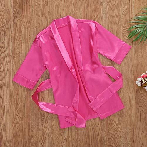 FIOMVA Toddler Kids Baby Boys Girls Silk Satin Bathrobe Long Sleeve Kimono Robes Infant Nightgown Sleepwear Clothes2