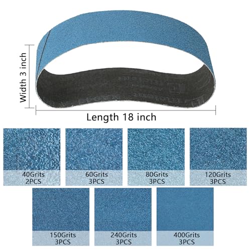 3x18 inch sanding belts 20 packs belt sander paper 406080120150240400 assorted grits abrasive belts for belt sander aluminum oxide sanding belts 3x18 inch