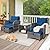 FYRICKYLINOO 5 Pieces Wicker Outdoor Patio Chairs Set with Ottoman, All Weather PE Rattan Patio Conversation Furniture Set Outdoor Furniture Set with Hidden Ottoman, Blue