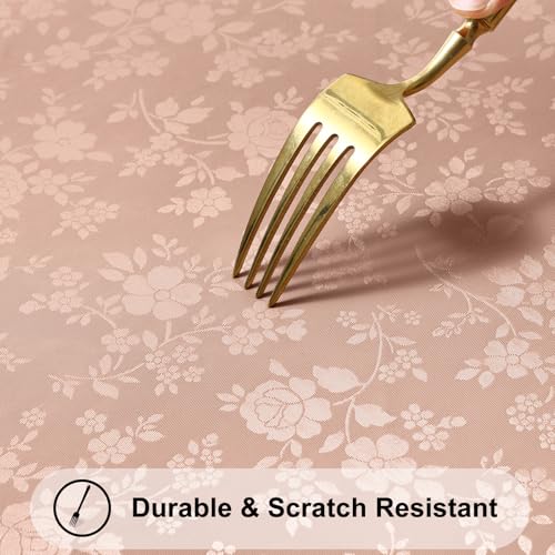 Image of Smiry Rectangle Table Cloth, Waterproof Heavy Duty Vinyl Tablecloths, Wipeable Washable Table Cover for Kitchen and Dining Room (Tan, 60 inch X 102 inch)
