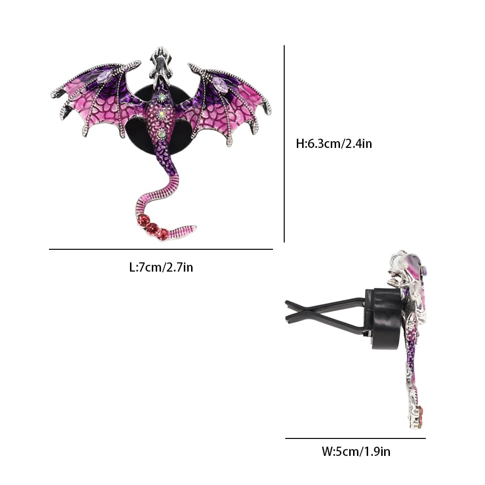 Bling Wyvern Car Air Freshener Vent Clips 2pcs Alloy Purple Enamel Dragon Vent Clips Car Accessories Refillable Car — view 4
