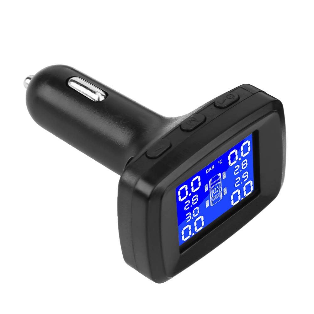 Sistema de Control de presión de neumáticos con 4 sensores internos Encendedor de Cigarrillos Monitor LCD inalámbrico Sistema Tpms Sistema de Control de presión de neumáticos de Coche
